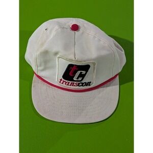 Vintage Transcon Rope Trucker Hat Dirty White OSFM USA Made Vintage